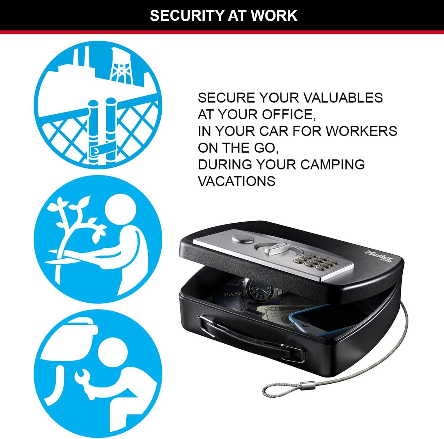 imageMaster Lock P008EML Compact Portable Safe Combination with Cable BlackGrey