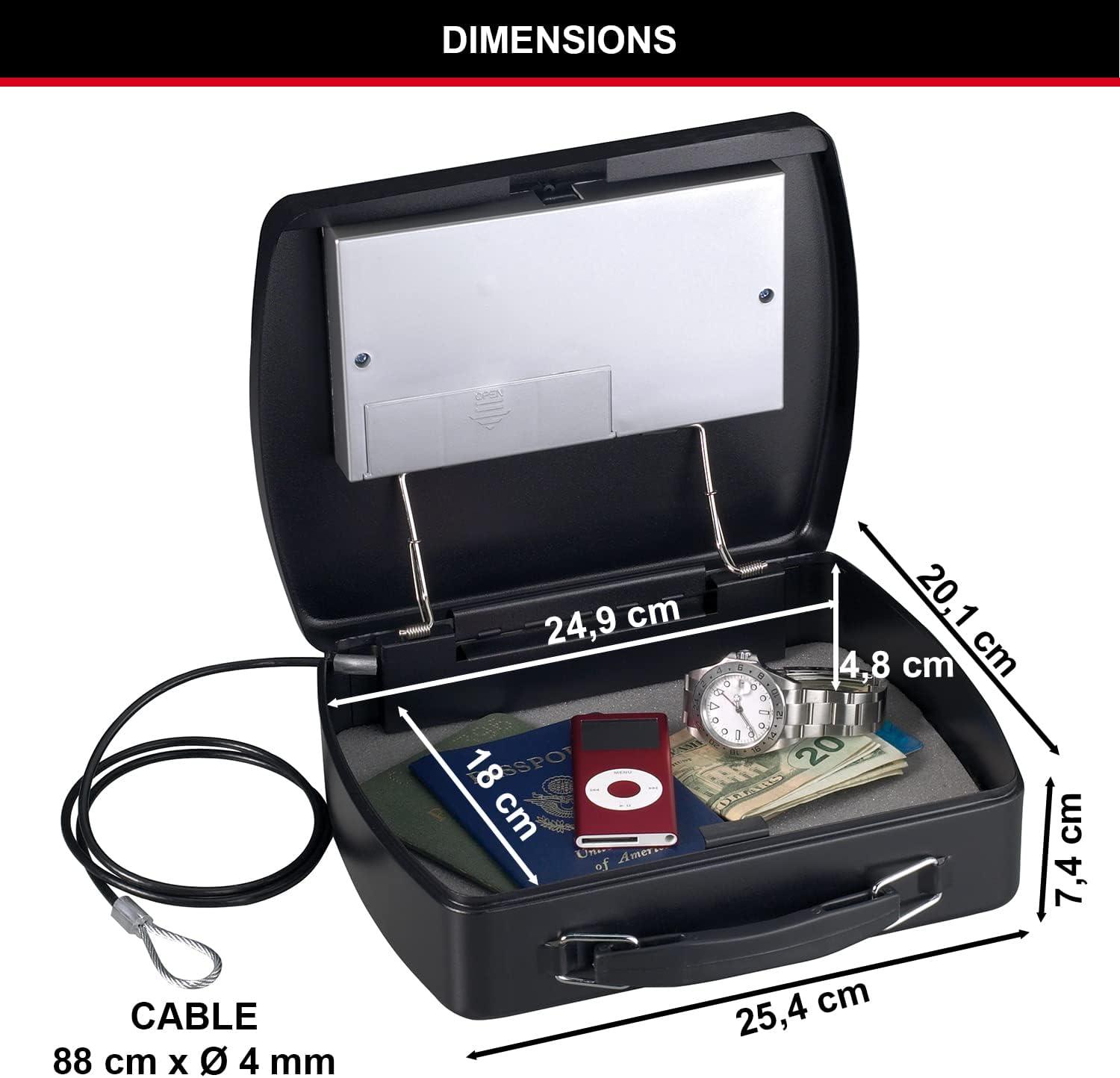 imageMaster Lock P008EML Compact Portable Safe Combination with Cable BlackGrey