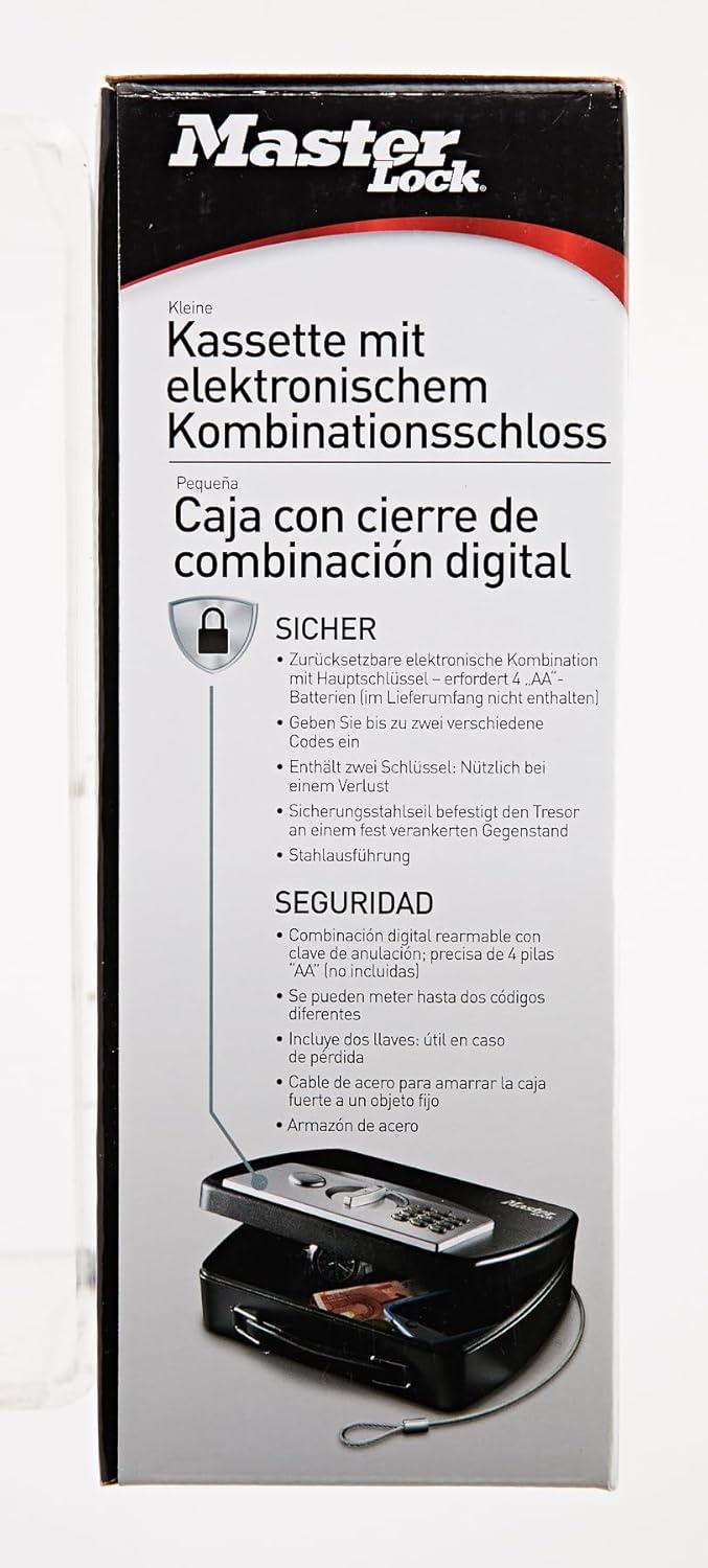 imageMaster Lock P008EML Compact Portable Safe Combination with Cable BlackGrey