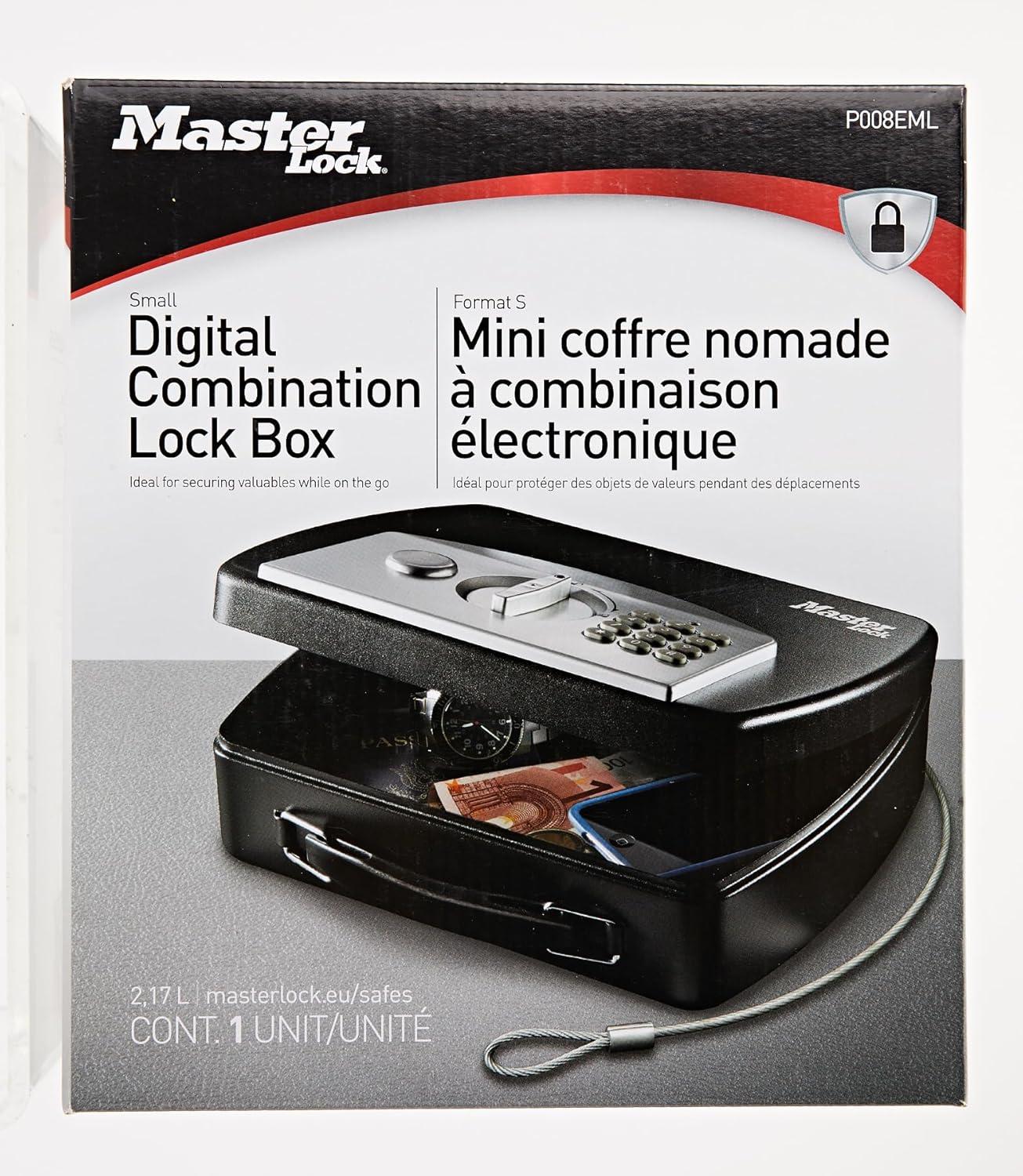 imageMaster Lock P008EML Compact Portable Safe Combination with Cable BlackGrey