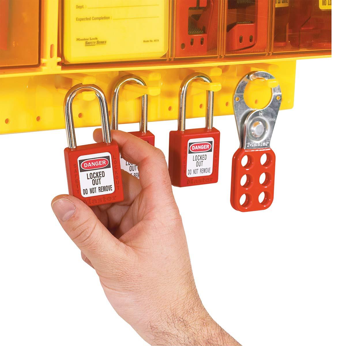 imageMaster Lock S1900VE410 Deluxe Lockout Tagout Padlock Valve ampamp Electrical StationIncludes 6 Zenex Padlocks