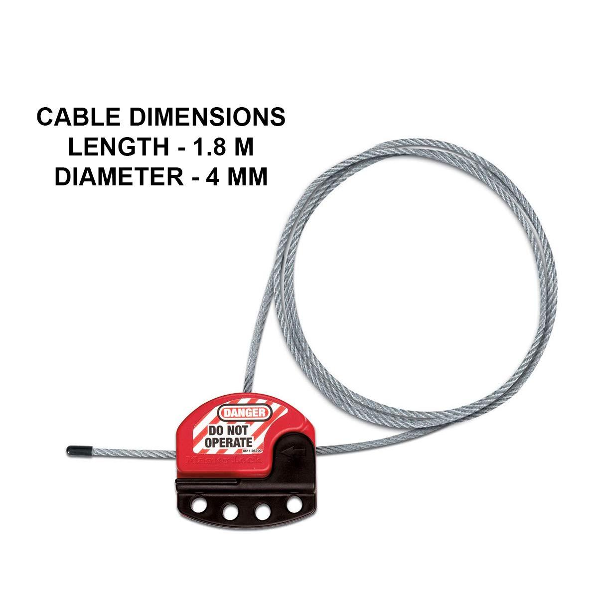 imageMaster Lock S806 Adjustable Lockout Tagout Steel Cable 532quot Diameter BlackRed532 Diameter