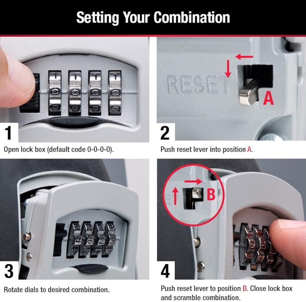 imageMaster Lock Set Your Own combination Wall Mount Lock Box 5 Key capacity Black 5401EC
