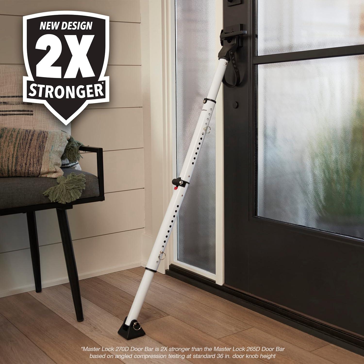 imageMaster Lock Sliding Door Stopper and Door Security Bar Adjustable for Hinged and Sliding Doors Compact Enough to Travel for Hotel Security White 270ECFolding Security Bar 1 Pack