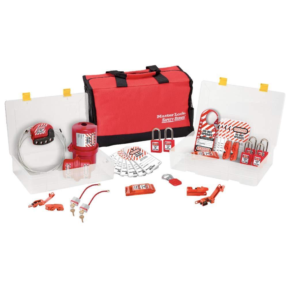 imageMaster Lock 1458E410 Lockout Tagout Group Lockout KitIncludes 6 Zenex Padlocks