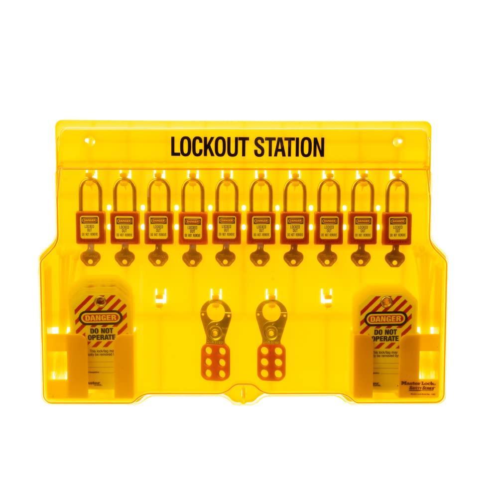 imageMaster Lock 1483B Lockout Tagout Padlock StationIncludes 10 Zenex Padlocks