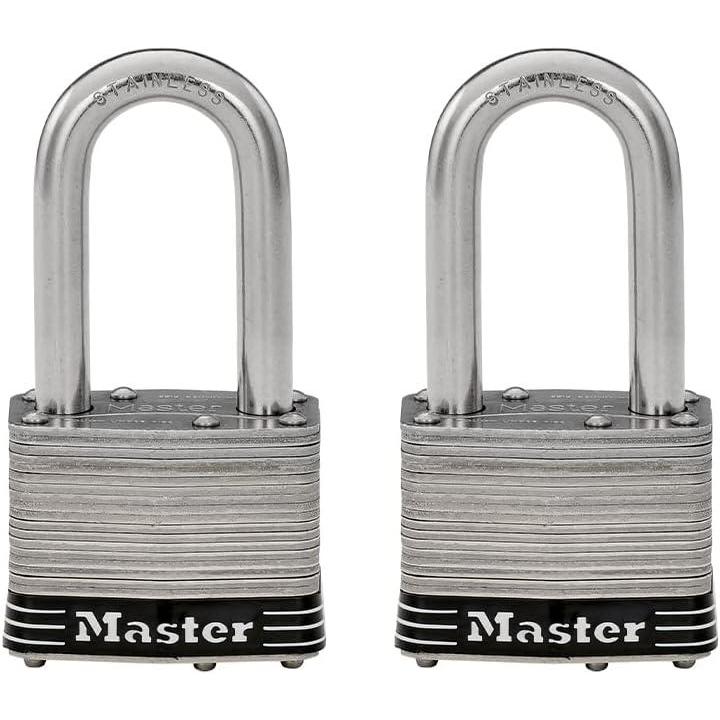 imageMaster Lock 1SSTLF Stainless Steel Outdoor Padlock with Key 2 Pack KeyedAlike2 Pack  KeyedAlike