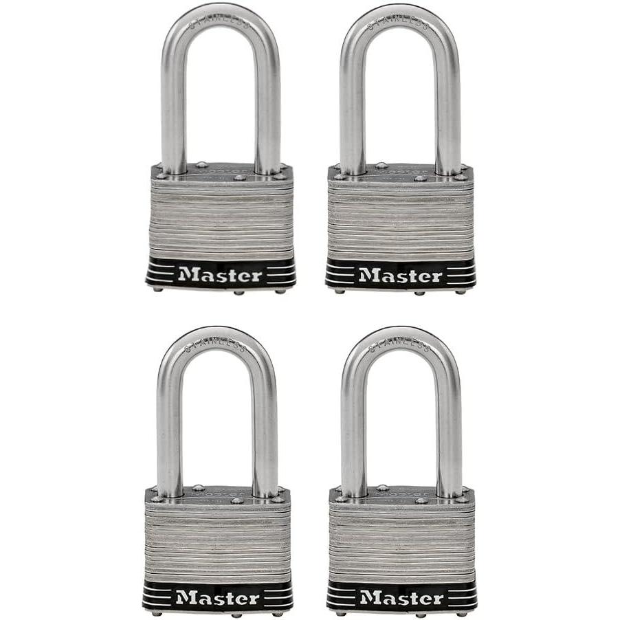 imageMaster Lock 1SSTLF Stainless Steel Outdoor Padlock with Key 2 Pack KeyedAlike4 Pack  KeyedAlike