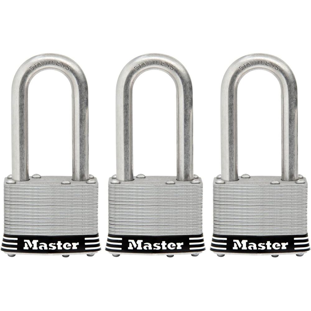 imageMaster Lock 1SSTRILH Stainless Steel Outdoor Padlock with Key 3 Pack KeyedAlike3 Pack  KeyedAlike