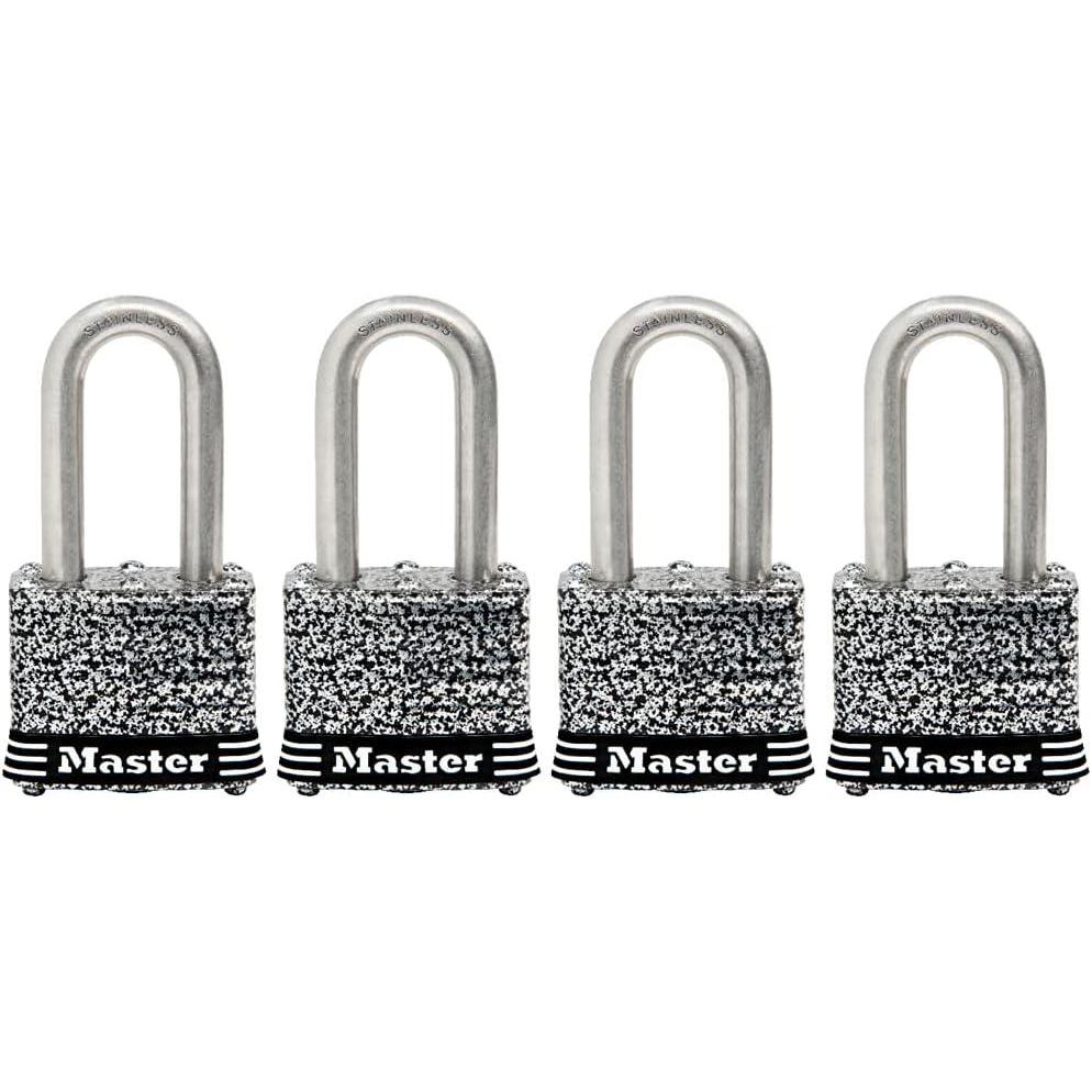 imageMaster Lock 3SSKADLF Stainless Steel Outdoor Padlock with Key 1 Pack4 Pack  KeyedAlike
