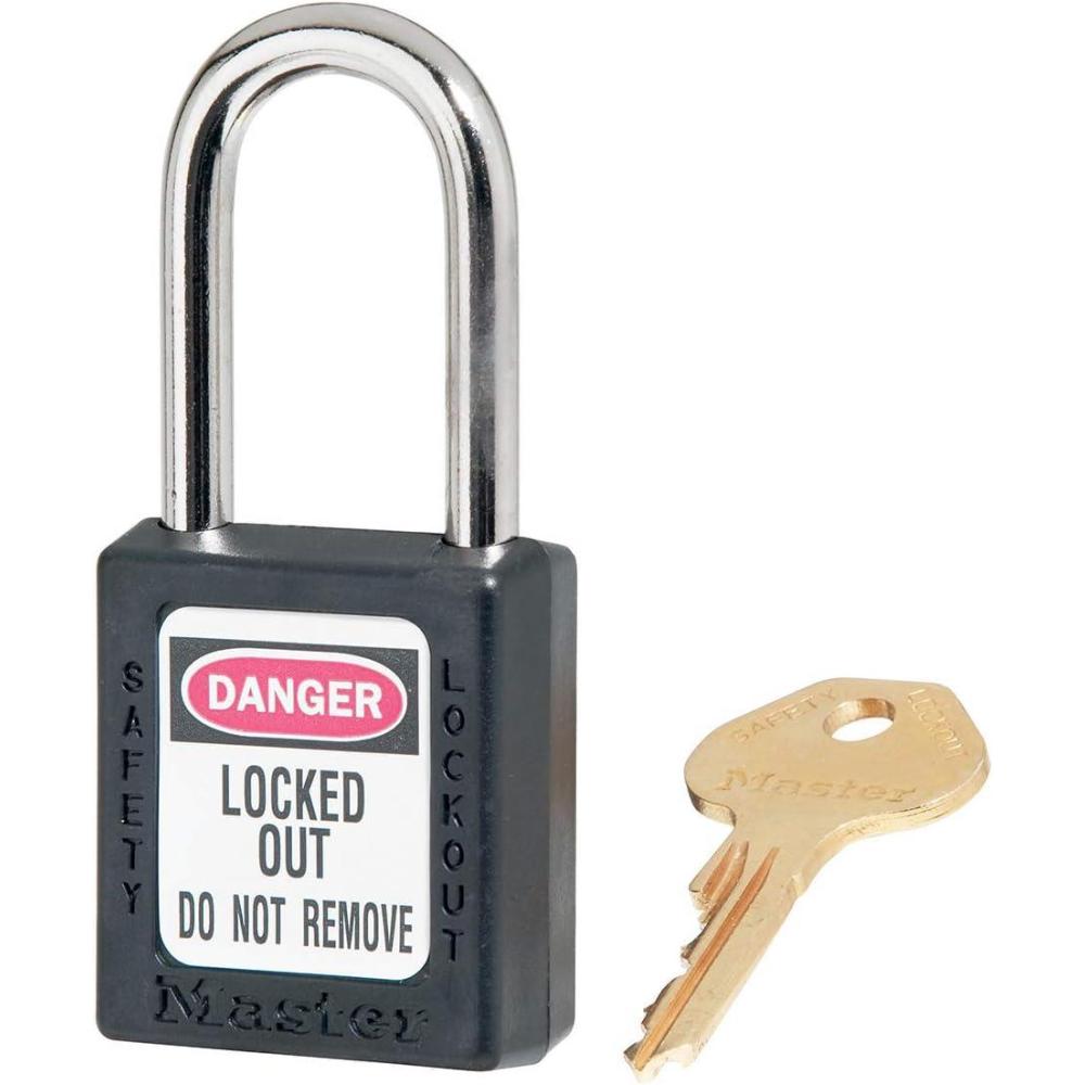 imageMaster Lock 410BLK Lockout Tagout Safety Padlock with Key Black 025 in Shackle Diameter