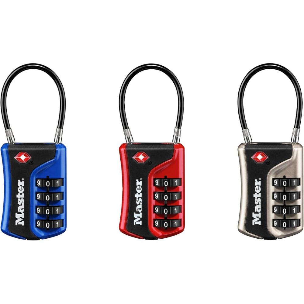 imageMaster Lock 4697D Set Your Own Combination TSA Approved Luggage Lock 1 Pack Colors May Vary3 Pack  Color May Vary