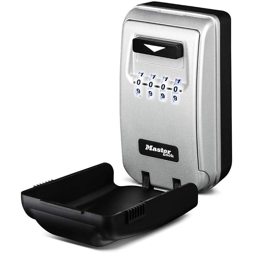 imageMaster Lock 5425D Set Your Own Combination Wall Mount Lock Box with Light Up Dials 6 Key Capacity Black