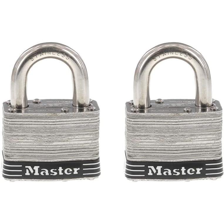 imageMaster Lock 5SST Stainless Steel Outdoor Padlock with Key 2 Pack KeyedAlike2 Pack KeyedAlike
