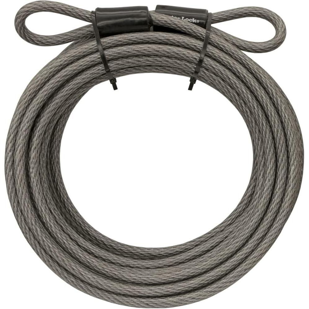 imageMaster Lock 72DPF Steel Cable with Looped Ends 15 ft Long 1 Pack Black30 ft cable