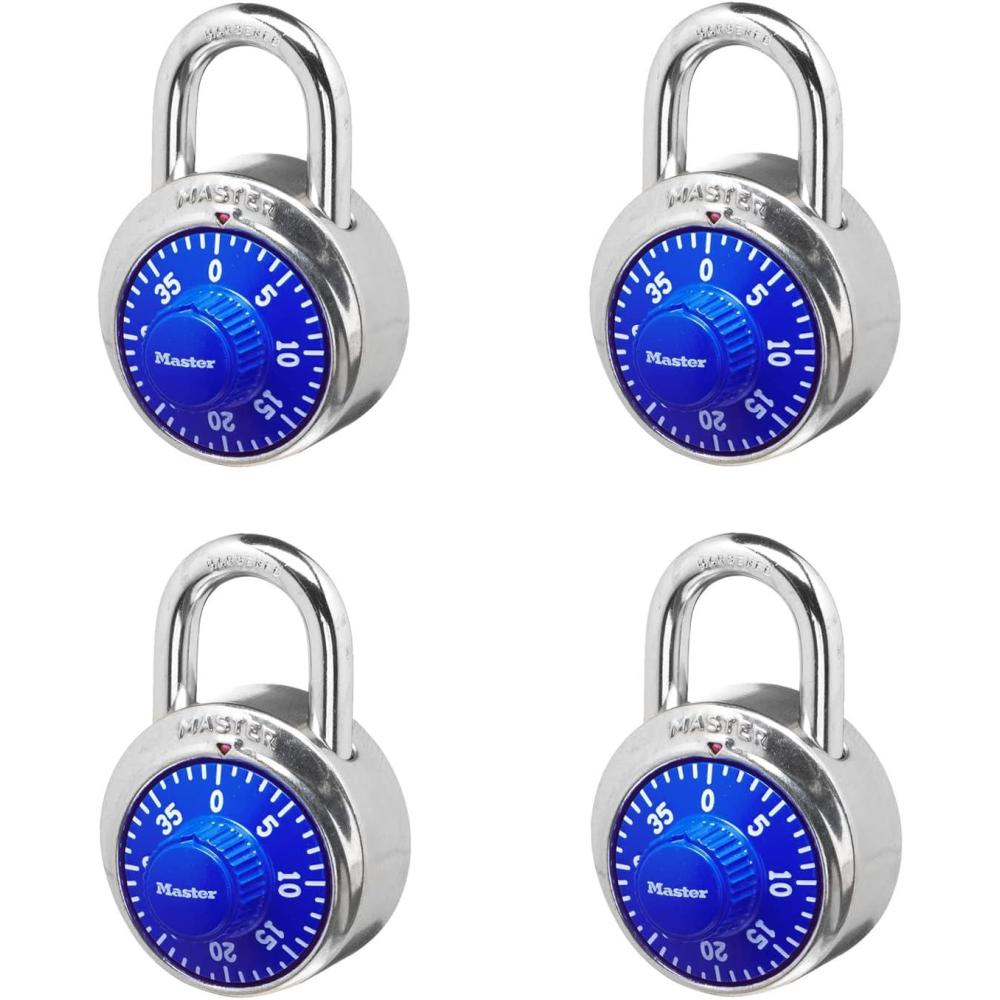 imageMaster Lock Black Gym Locker Lock Combination Padlock Indoor Combo Lock with Preset 3Digit Code for Cabinets Storage 2 Pack 1500TBlue