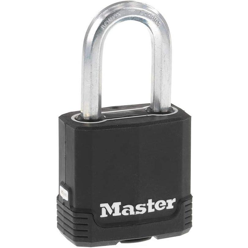 imageMaster Lock Black Magnum KeyedAlike Padlocks with AllWeather Cover Outdoor Lock for Fence or Gate with a 178 Inch Lock Body and 112 Inch Shackle 3Pack1 Pack