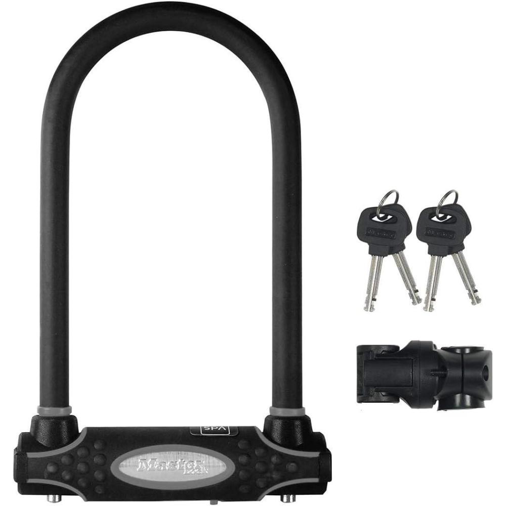 imageMaster Lock Black Outdoor Hardened Steel Link Chain with Mini ULock for Securing Bikes Motorcycles and Electric Scooters Chain Length is 3 ft x 38 in Mini U Lock is 35in W x 055 in Dia 8234ECULock