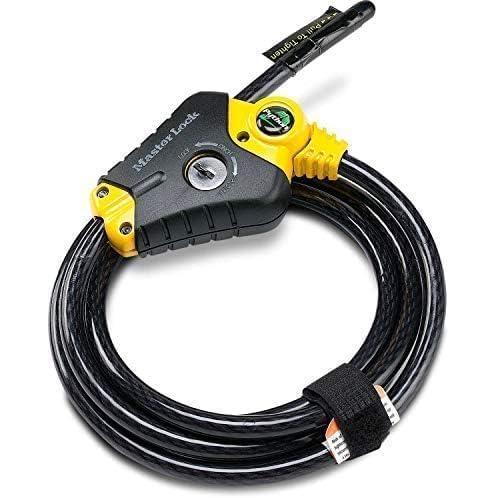 imageMaster Lock Black and Yellow Python Cable Lock with Key Outdoor Lock for Bikes Trail Cameras and Other Equipment 6 Foot Long x 38Inch Diameter 8413DPF6 x 38 diameter Pack of 6