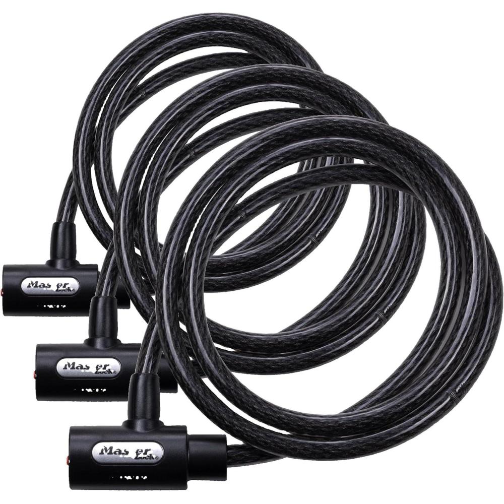 imageMaster Lock Cable Lock Keyed Bike Lock 6 ft Long 8154DPF5 Ft x 12 inch Cable Pack of 3