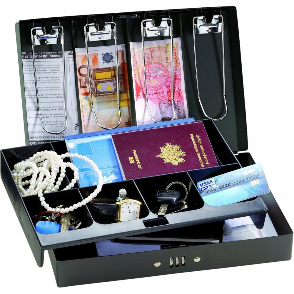 imageMaster Lock Cash Box Deluxe Locking Cash Box with Money Tray Medium 7174D