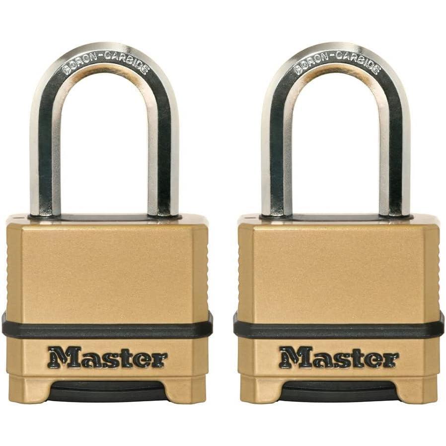 imageMaster Lock Combination Lock Heavy Duty Weatherproof Padlock Resettable for Outdoor Use Brass Finish M175XDLF12 x 2 x 387 inches