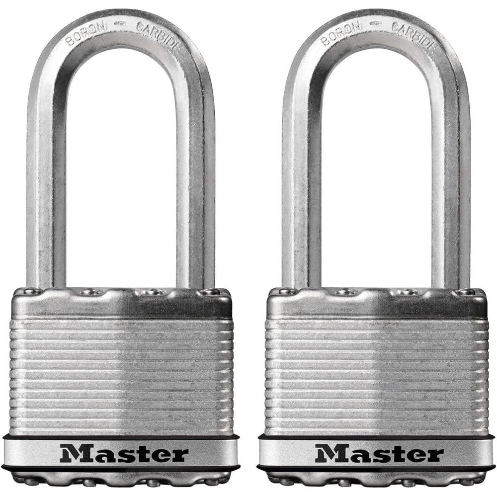 imageMaster Lock M5XDLH Magnum Heavy Duty Padlock with Key 1 Pack Silver2 Pack  KeyedAlike