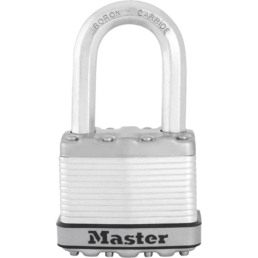 imageMaster Lock M5XTRILF Magnum Heavy Duty Outdoor Padlock with Key 3 Pack KeyedAlike Silver1 Pack
