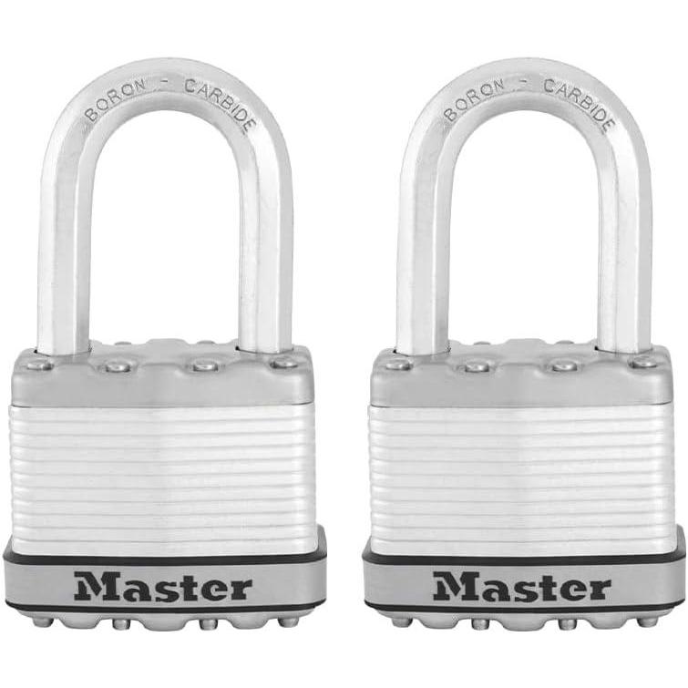 imageMaster Lock M5XTRILF Magnum Heavy Duty Outdoor Padlock with Key 3 Pack KeyedAlike Silver2 Pack  KeyedAlike
