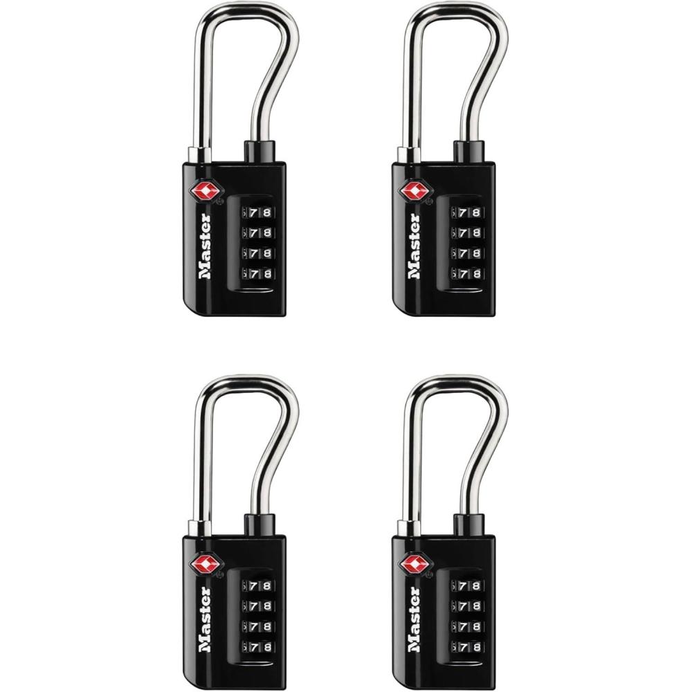 imageMaster Lock Padlock Set Your Own Combination TSA Accepted Luggage Lock 1516 in Wide 4696D Black4 Pack