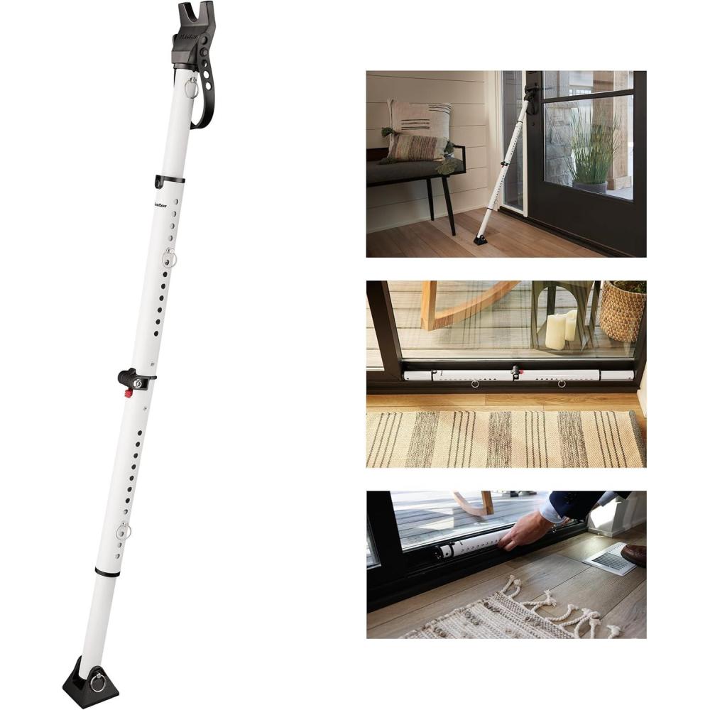 imageMaster Lock Sliding Door Stopper and Door Security Bar Adjustable for Hinged and Sliding Doors Compact Enough to Travel for Hotel Security White 270ECFolding Security Bar  1 Pack