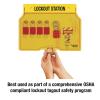 Master Lock 1482B Lockout Tagout Padlock Station , Yellow(Includes 4 Aluminum Padlocks)