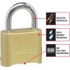 Master Lock 175LH 2′ Wide Set Your Own Combination Padlock, with 2-1/4 in. Shackle, Brass Finish(Numbers)