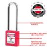 Master Lock 410LTRED Lockout Tagout Safety Padlock with Key, Extended Length Shackle(Red)