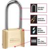 Master Lock Brass Combination Lock, Gate Lock for Outdoor Fence or Shed, Customizable Combination Padlock with Extended 2-1/4-Inch-Long Shackle, 2 Pack, 175LHEC2