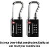 Master Lock Padlock, Set Your Own Combination TSA Accepted Luggage Lock, 1-5/16 in. Wide, 4696D, Black(2 Pack)