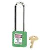 Master Lock 410LTRED Lockout Tagout Safety Padlock with Key, Extended Length Shackle(Green)