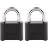 Master Lock Black Combination Padlock, Set Your Own Combo Lock, Weather Resistant Indoor and Outdoor Padlock with Code for Gym Locker, Gate, Shed, 178D(Combination Lock  2 Pack)