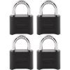 Master Lock Black Combination Padlock, Set Your Own Combo Lock, Weather Resistant Indoor and Outdoor Padlock with Code for Gym Locker, Gate, Shed, 178D(Combination Lock  4 Pack)