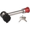 Master Lock Silver and Red Receiver Lock, Stainless Steel Barbell™ Hitch Pin Lock, Fits 5/8 in. Receivers, Weather Resistant Automotive Receiver Lock, 1469DAT(Silver and Red)