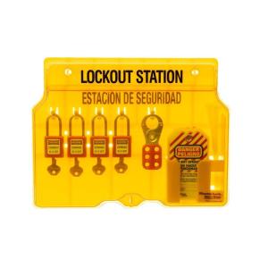Master Lock 1482B Lockout Tagout Padlock Station , Yellow(Includes 4 Zenex Padlocks)