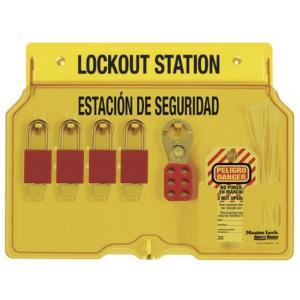 Master Lock 1482BP410ES Lockout Tagout Padlock Station(Includes 4 Aluminum Padlocks)