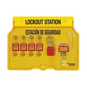Master Lock 1482BP410ES Lockout Tagout Padlock Station(Includes 4 Zenex Padlocks)