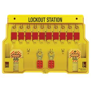Master Lock 1483B Lockout Tagout Padlock Station(Includes 10 Aluminum Padlocks)