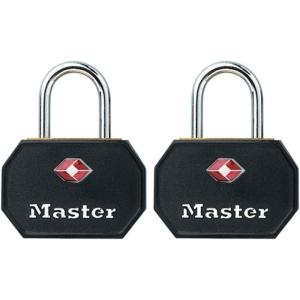 Master Lock 4681TBLK TSA Approved Luggage Lock with Key, 2 Pack, Colors May Vary