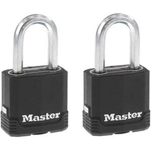 Master Lock Black Magnum Keyed-Alike Padlocks with All-Weather Cover, Outdoor Lock for Fence or Gate with a 1-7/8 Inch Lock Body and 1-1/2 Inch Shackle, 3-Pack(2 Pack)