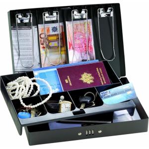 Master Lock Cash Box, Deluxe Locking Cash Box with Money Tray, Medium, 7174D