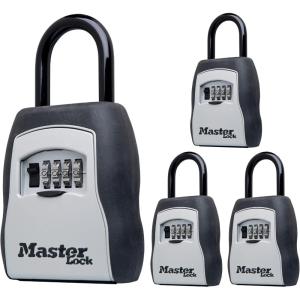 Master Lock Key Lock Box with Code, Outdoor Lock Box for Realtors, Property Managers and Landlords, Ideal for Short-Term Rentals, Key Safe Holds 5 Keys, 4 Pack, 5400EC4