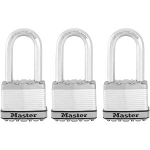 Master Lock M1XTRILH Magnum Heavy Duty Padlock with Key, 3 Pack Keyed-Alike(3 Pack  Keyed-Alike)