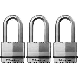 Master Lock M5XDLH Magnum Heavy Duty Padlock with Key, 1 Pack Silver(3 Pack  Keyed-Alike)